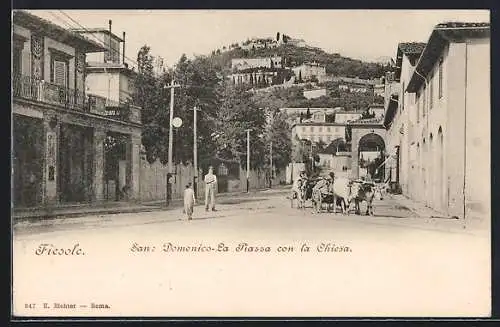 AK Fiesole, San: Domenico-La Piazza con la Chiesa