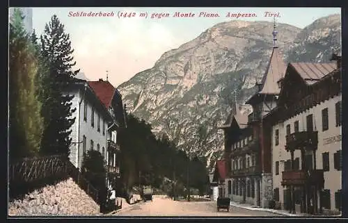 AK Schluderbach / Carbonin, Strassenansicht gegen Monte Piano