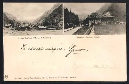 AK Gressoney /Drésal, Panorama, Parletoa Villa A. Delapierre