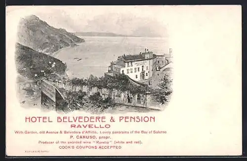 Künstler-AK Ravello, Hotel & Pension Belvedere, Propr. P. Caruso