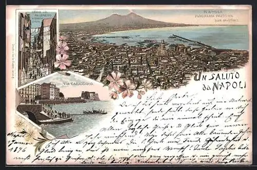 Lithographie Napoli, Via Caracciolo, Panorama