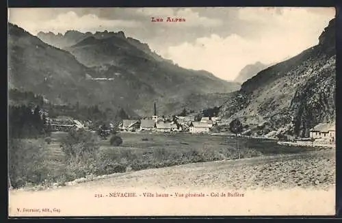 AK Névache /Alpes, Ville Haute, Vue générale, Col de Buffére