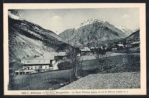 AK Poet /Pelvoux, Vue générale, Le Mont Pelvoux et le Peyron