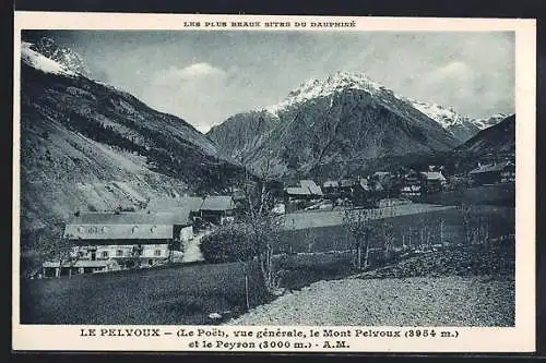 AK Poet /Pelvoux, Vue générale, le Mont Pelvoux et le Peyron