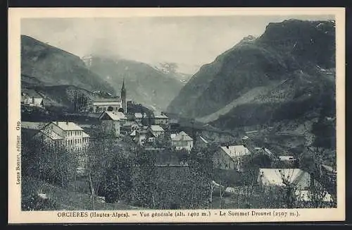 AK Orcières /Hautes-Alpes, Vue générale, Le Sommet Drouvet