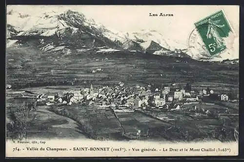 AK Saint-Bonnet, Vue général, Le Drac et le Mont Chaillol