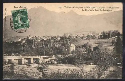 AK St-Bonnet /Vallé du Champsaur, Vue général, le Drac et le Pont des Barraques