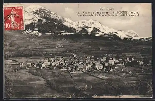 AK Saint-Bonnet, Vue generale, Le Drac et le Mont Chaillol