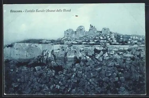 Mondschein-AK Siracusa, Castello Eurialo (Avanzi delle Mura)