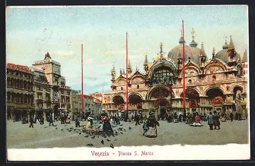 AK Venezia / Venedig, Piazza S. Marco, Markusplatzpartie