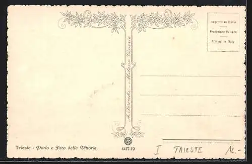 Künstler-AK Trieste, Porto e Faro della Vittoria