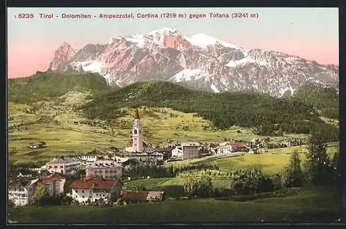 AK Cortina, Panorama mit Kirche gegen Tofana