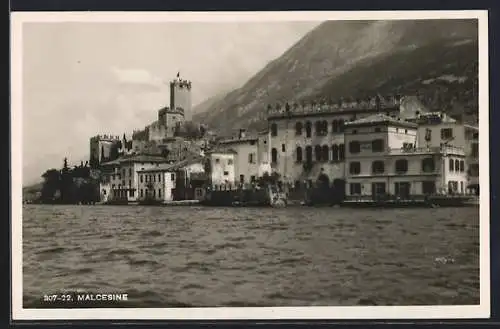 AK Malcesine /Lago di Garda, Panorama vom See aus