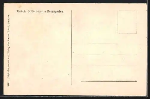 AK Gries-Bozen, Ortsansicht mit Rosengarten aus der Vogelschau