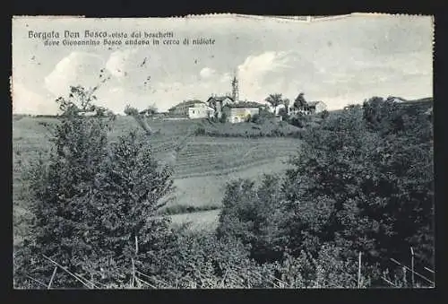 AK Castelnuovo Don Bosco, Borgata Don Bosco, Vista dai boschetti dove Giovannino Mosco andava in cerca di nidiate