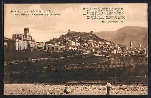 AK Assisi, Panorama della Città con veduta delle Chiese e del Convento di S. Francesco