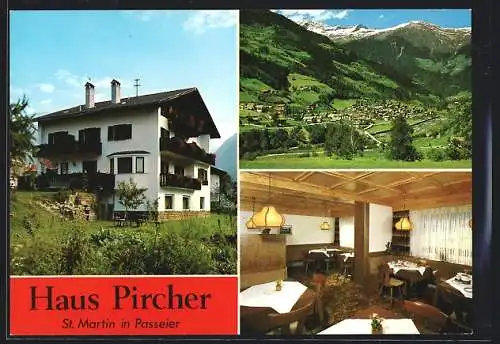 AK St. Martin im Passeiertal, Die Pension Haus Pircher mit Innenansicht