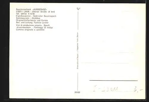 AK Lana, Das Gasthaus Buschenschank Ausserhof, belebte Innenansichten