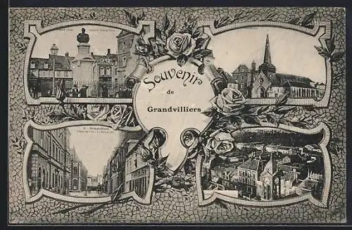 AK Grandvilliers, Souvenir de Grandvilliers mit verschiedenen Ansichten der Stadt