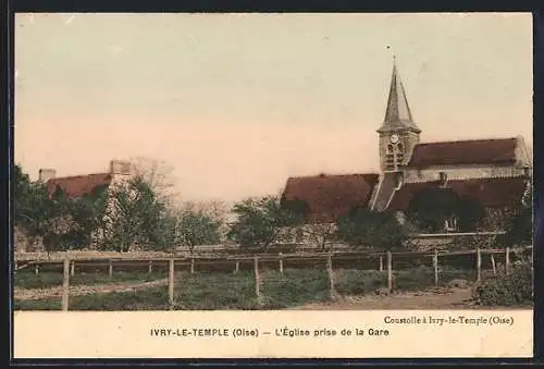 AK Ivry-le-Temple, L`église prise de la Gare