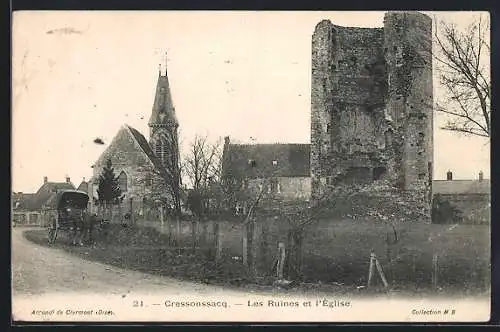 AK Cressonsacq, Les Ruines et l`Église