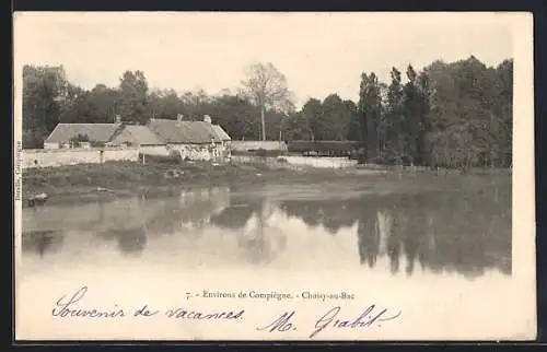 AK Choisy-au-Bac, Blick auf Dorf und Gewässer