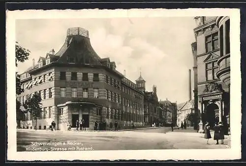 AK Schwenningen / Neckar, Hindenburg-Strasse mit Postamt