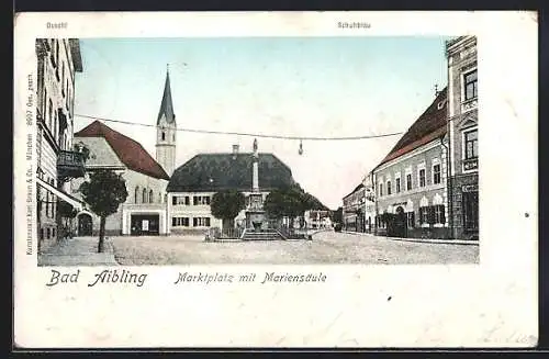 AK Bad Aibling, Marktplatz mit Mariensäule