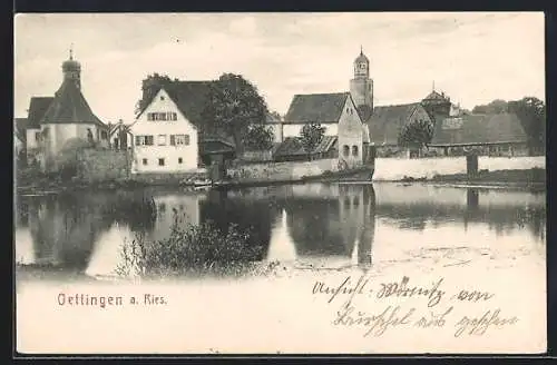 AK Oettingen a. Ries, Ortspartie mit Teich