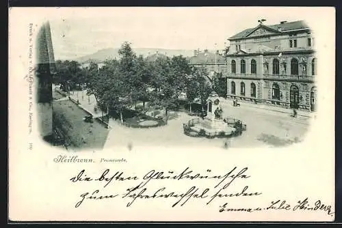 AK Heilbronn, Promenade mit Denkmal