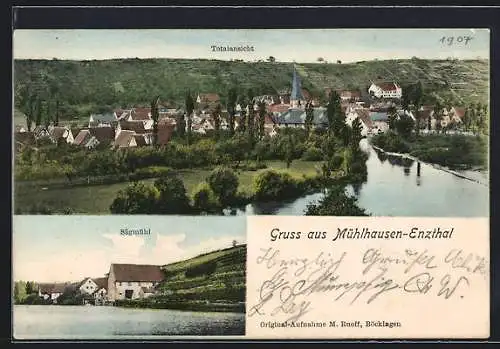 AK Mühlhausen-Enzthal / Illingen, Sägmühl und Totalansicht