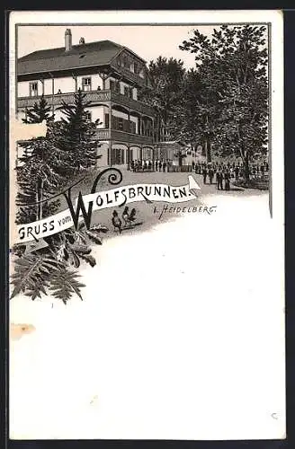 Lithographie Heidelberg, Gasthaus zum Wolfsbrunnen