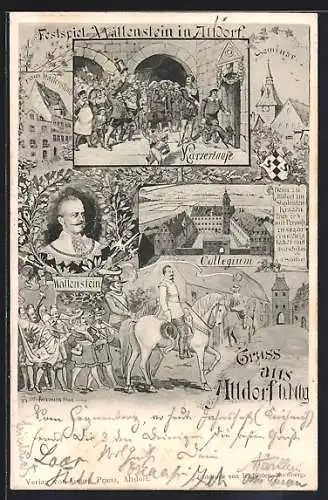 AK Altdorf / Nürnberg, Festspiel Wallenstein, Karzertaufe, Collegium, Wallenstein