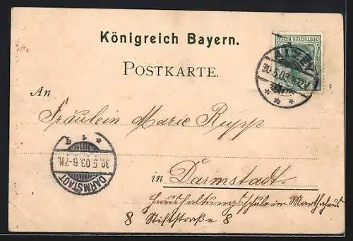 Lithographie Edenkoben, Villa Ludwigshöhe, Kropsburg, König Ludwig I. Denkmal