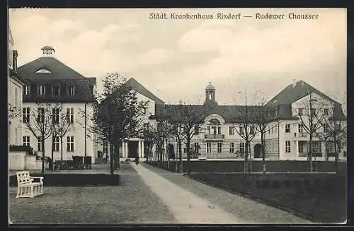 AK Rixdorf, Blick aufs städtische Krankenhaus und die Rudower Chaussee