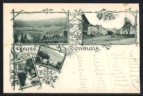 AK Bodenmais, Hochfall, Kirche & Silberberg & Ortsansicht