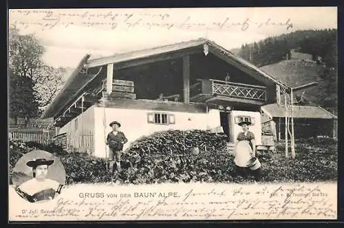 AK Bad Tölz, Gasthof Baun` Alpe der Juli Sennerin