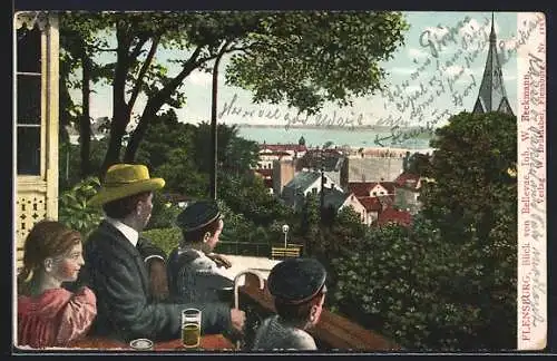 AK Flensburg, Blick vom Gasthof Bellevue, Inh. W. Beckmann