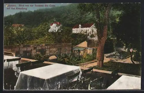 AK Adenau, Café-Restaurant Im alten Casino, Bes. Franz Xaver Weber, Blick von der Café-Terrasse