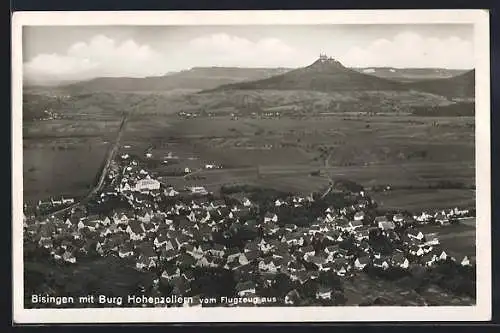 AK Bisingen, Ort und Burg Hohenzollern vom Flugzeug aus