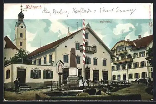 AK Bad Kohlgrub, Dorfplatz mit Lehmansches Gasthaus