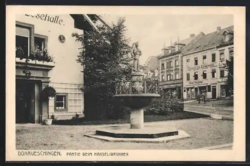 AK Donaueschingen, Conditorei Jakob Hengstler am Hanselibrunnen