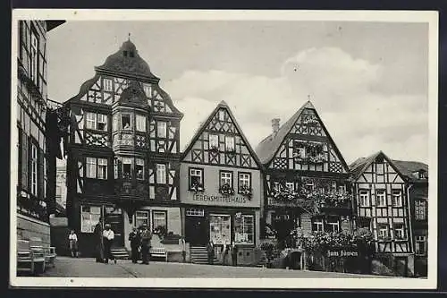 AK Idstein, Obergasse-Strasse mit Lebensmittelhaus