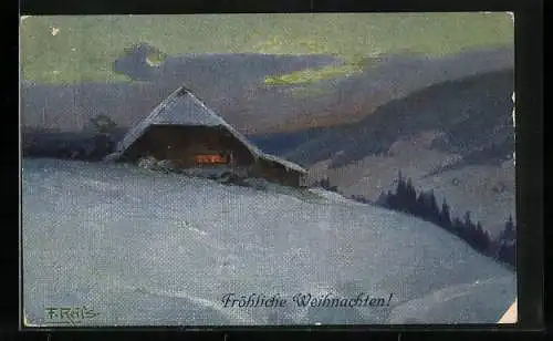 Künstler-AK Fritz Reiss: Winter im Schwarzwald, Landidyll