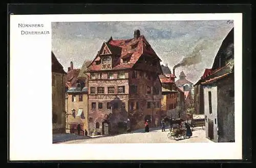 Künstler-AK Heinrich Kley: Nürnberg, Das Dürerhaus, Fuhrwerk