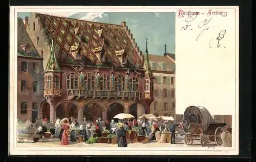 Künstler-AK Heinrich Kley: Freiburg, Treiben auf dem Platz vor dem Rathaus