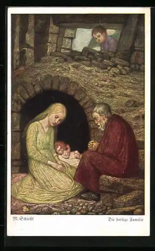 Künstler-AK Matthäus Schiestl: Weihnachten, Die heilige Familie