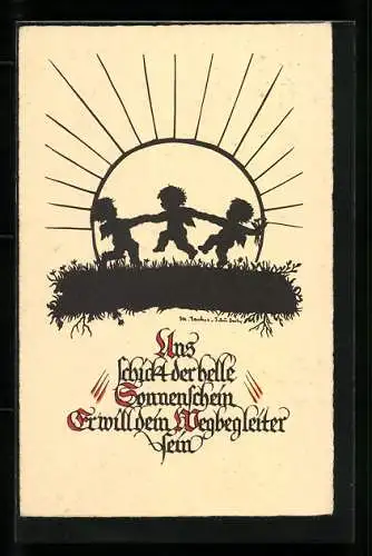Künstler-AK Marta Sachse-Schubert: Drei Engel tanzen über eine Wiese