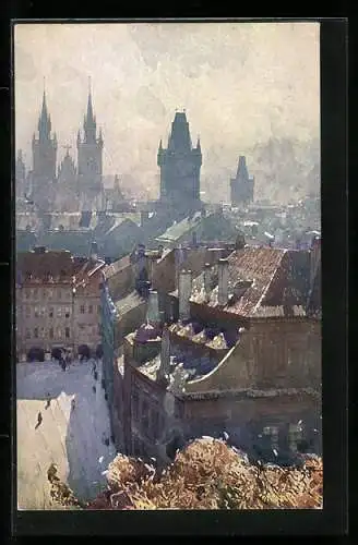 Künstler-AK Jaroslav Setelik: Prag, Blick vom Observatorium