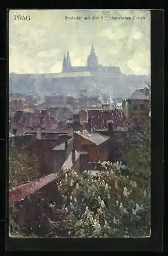 Künstler-AK Jaroslav Setelik: Prag, Hradschin aus dem Schönborn`schen Garten